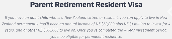 Parent Retirement Resident Visa